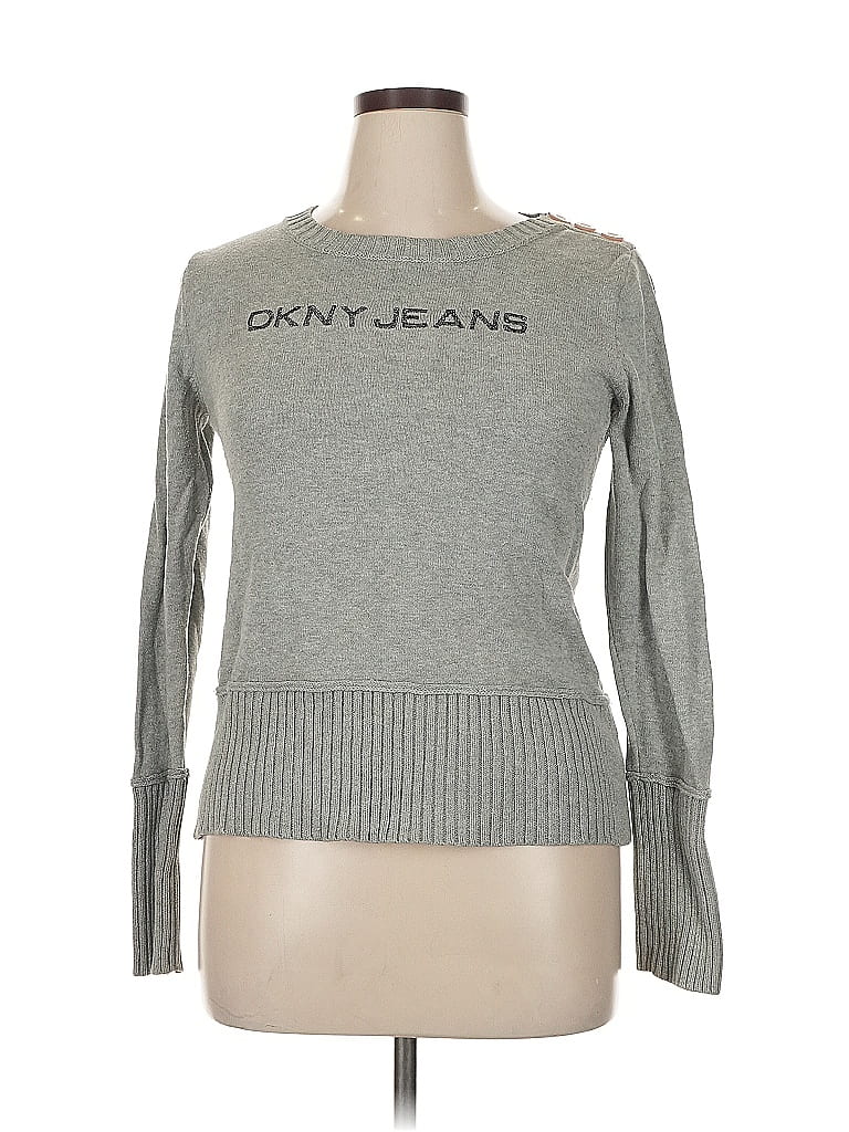 DKNY Jeans 100% Cotton Gray Pullover Sweater Size XL - photo 1