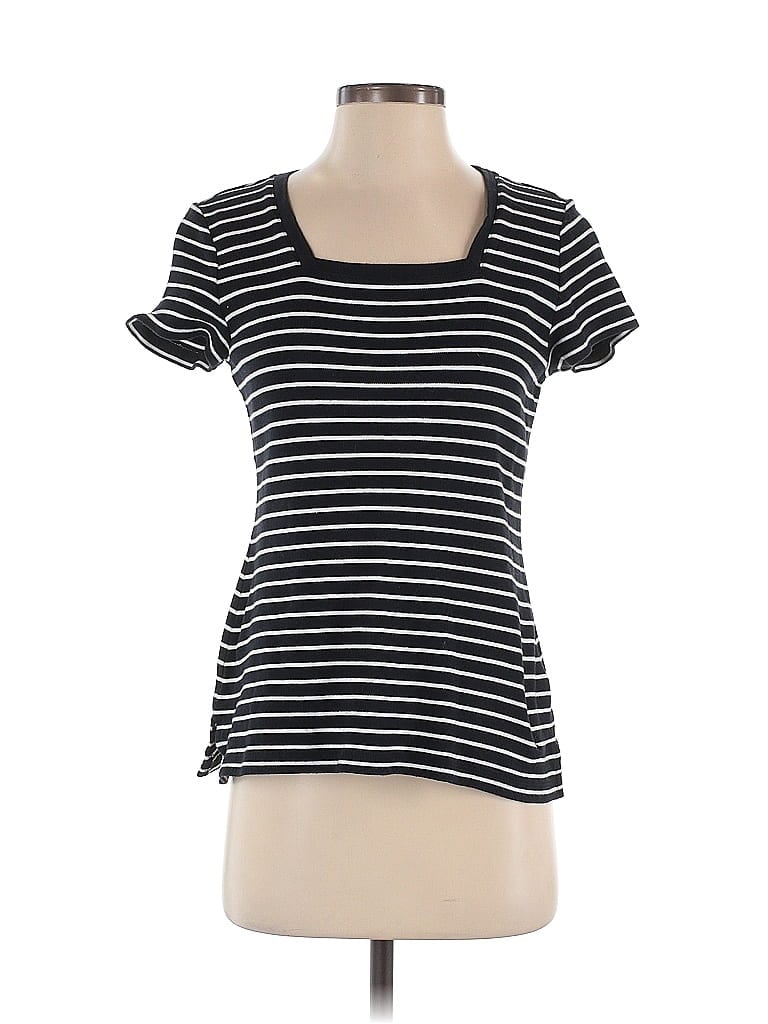 Isaac Mizrahi LIVE! 100% Cotton Stripes Black Short Sleeve T-Shirt Size XXS - photo 1