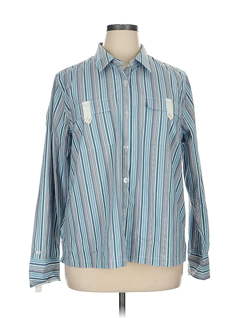 Pre-owned Cj Banks Long Sleeve Button Down Shirt In Blue