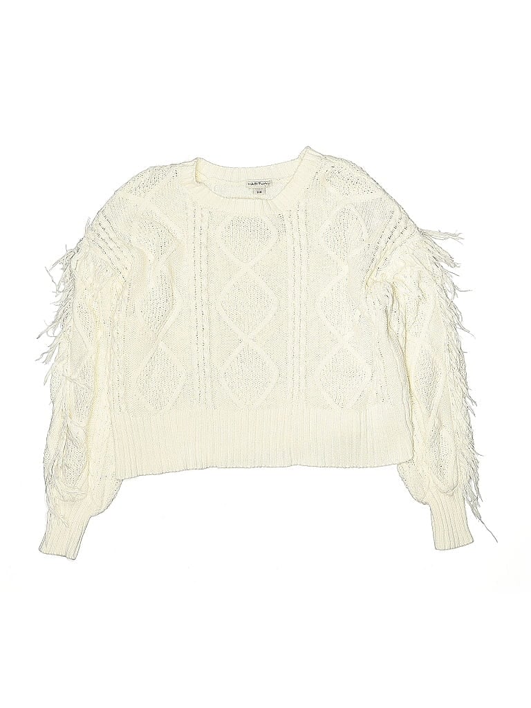 Pre-owned Habitual Girl Kids' Pullover Sweater In White