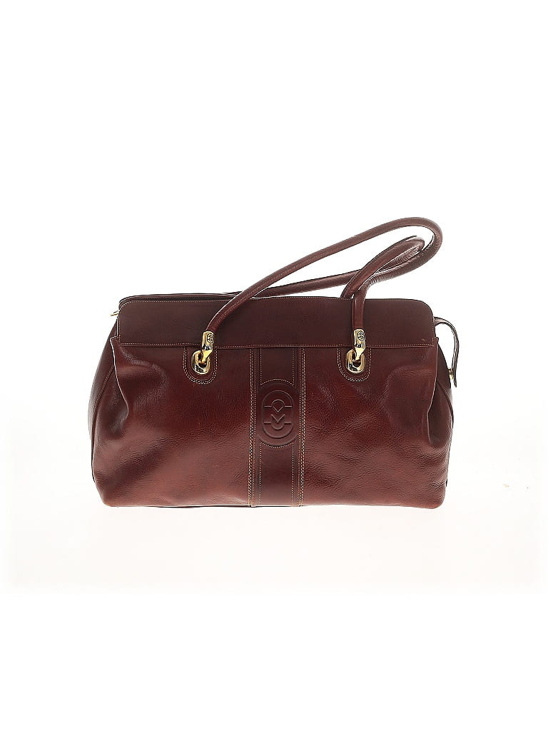 Marino Orlandi 100% Leather Burgundy Brown Leather Shoulder Bag One size - photo 1
