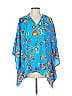 Belle By Kim Gravel 100% Polyester Blue 3/4 Sleeve Blouse Size L - photo 1