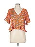 Everly 100% Polyester Orange Short Sleeve Blouse Size L - photo 1