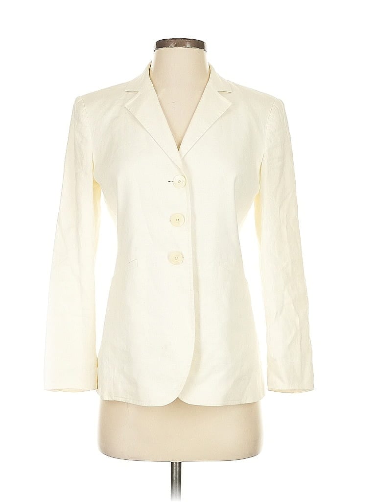 Pre-owned Talbots Blazer Jacket In White