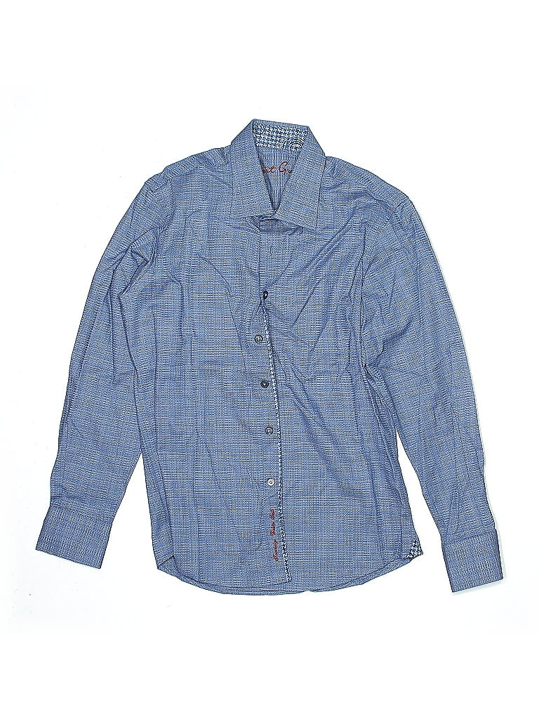 Robert Graham Houndstooth Blue Long Sleeve Button-Down Shirt Size 10 - photo 1