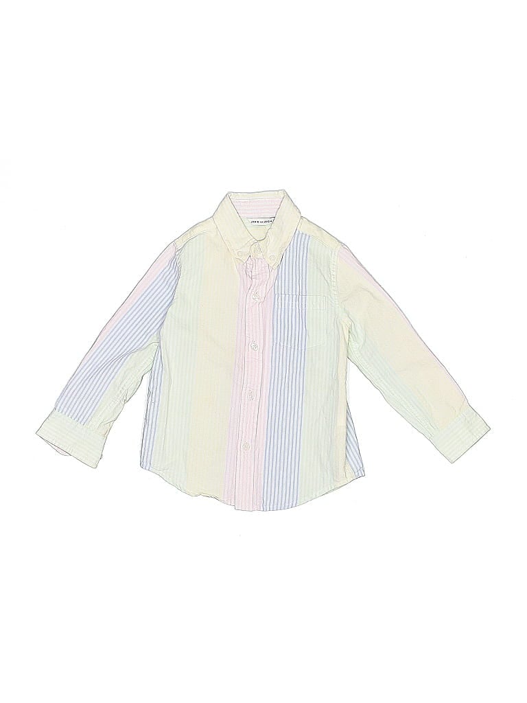 Janie and Jack 100% Cotton Stripes Ivory Long Sleeve Button-Down Shirt Size 2T - photo 1