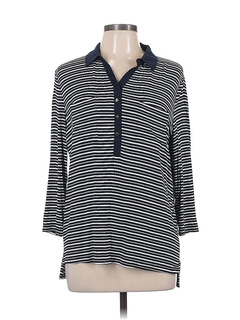 Ann Taylor Factory Blue Long Sleeve Polo Size L - photo 1