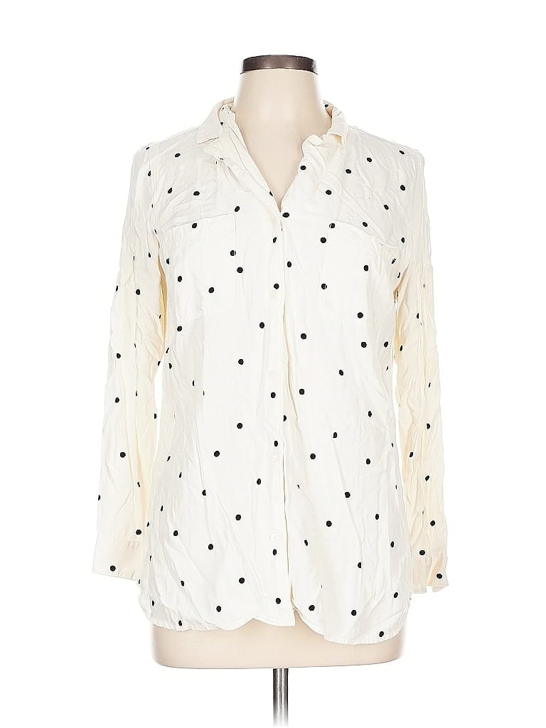 Pre-owned Old Navy Long Sleeve Blouse In White