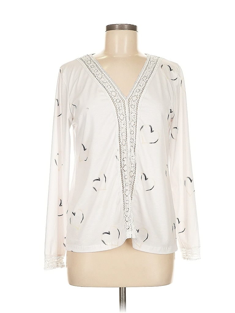 Pre-owned Made With Love Long Sleeve Blouse In White