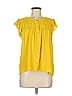 Rose + Olive 100% Rayon Yellow Short Sleeve Blouse Size M - photo 1