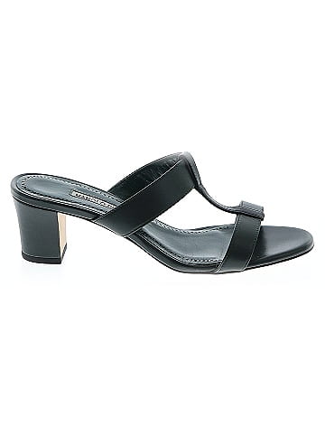 Manolo Blahnik Kesbihi Calfskin T-Strap Slide Sandals (view 1)