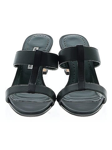 Manolo Blahnik Kesbihi Calfskin T-Strap Slide Sandals (view 2)