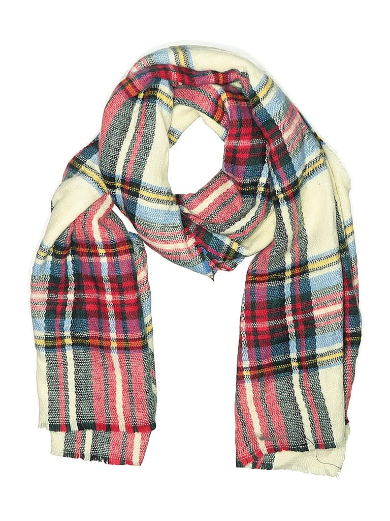 Unbranded Plaid Burgundy White Scarf One size - photo 1