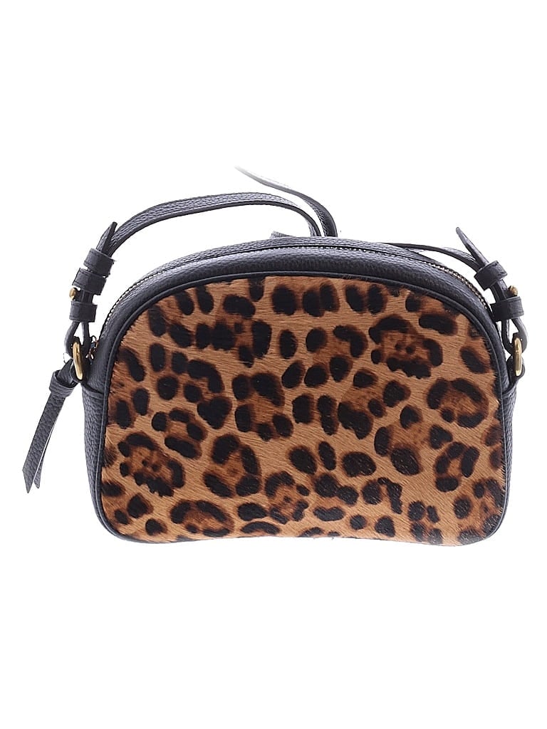 J.Crew 100% Leather Animal Print Brown Tan Leather Crossbody Bag One size - photo 1