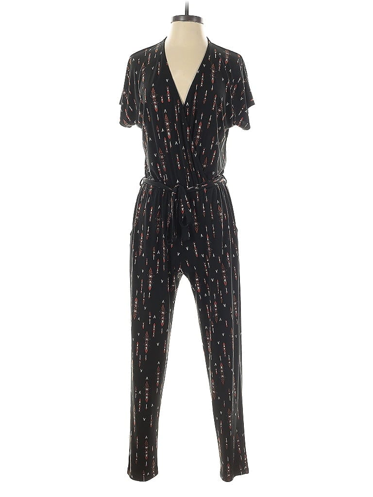 Veronica M. 100% Rayon Graphic Black Jumpsuit Size S - photo 1