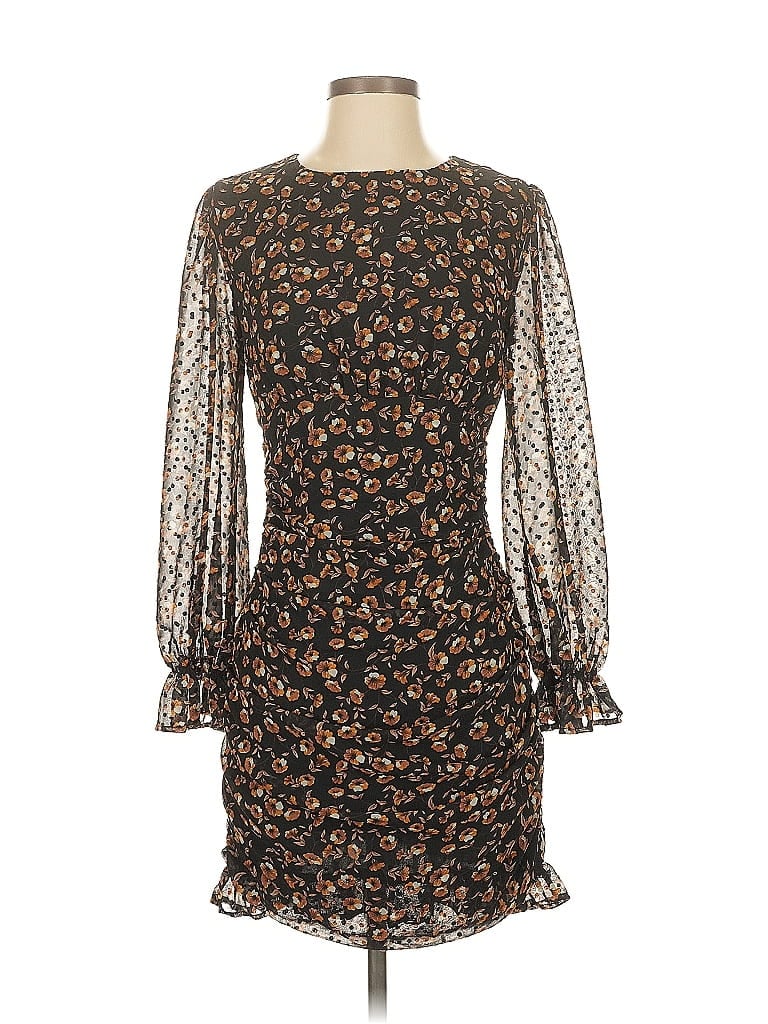 Storia 100% Polyester Print Brown Cocktail Dress Size S - photo 1