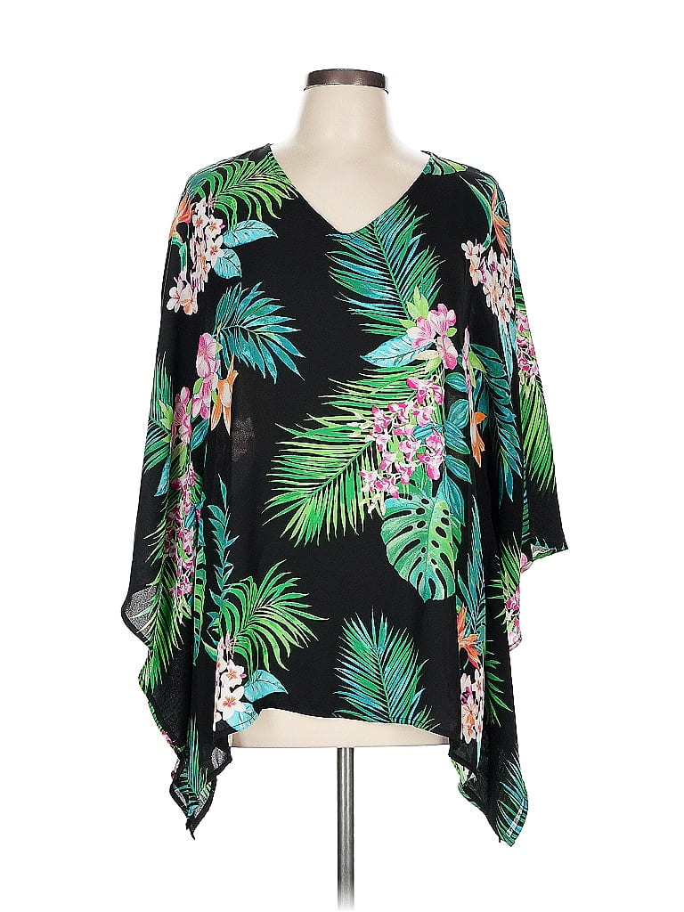 Belle By Kim Gravel 100% Polyester Black 3/4 Sleeve Blouse Size L - photo 1