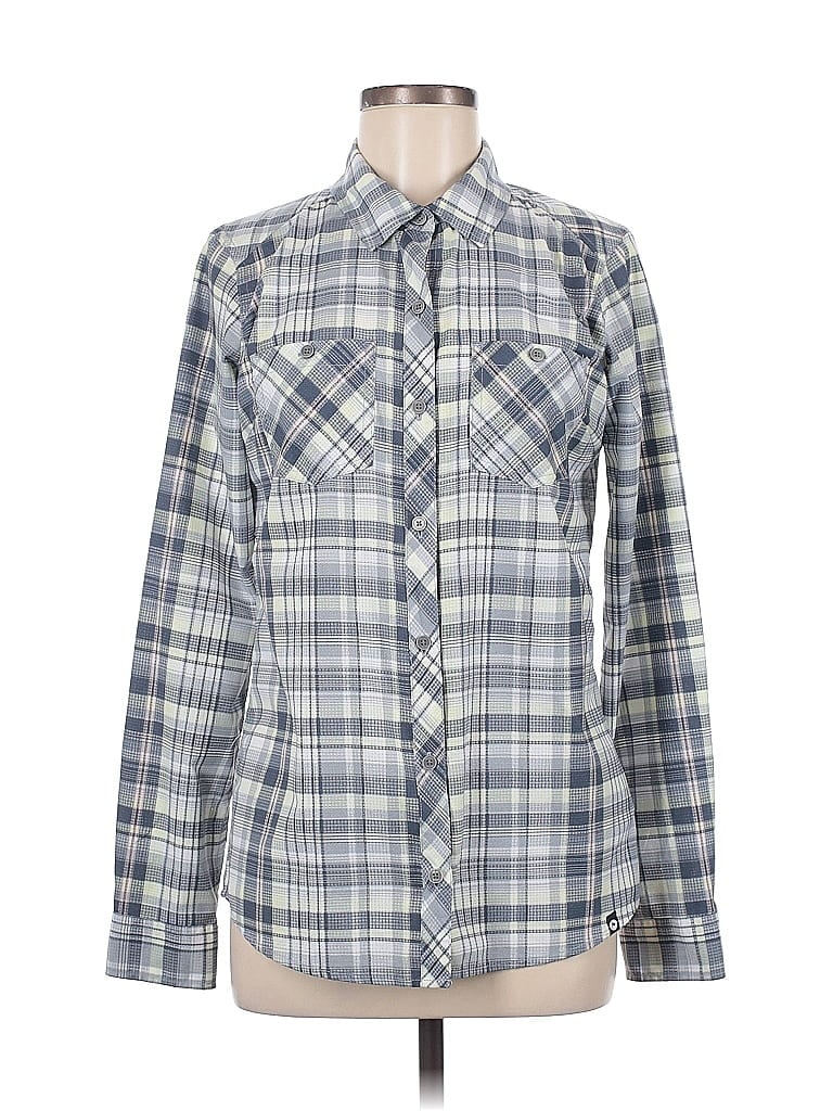 Marmot 100% Polyester Plaid Gray Long Sleeve Blouse Size M - photo 1