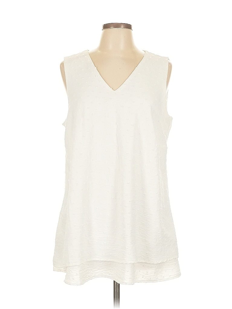 Nina Leonard 100% Polyester Ivory Sleeveless Blouse Size L - photo 1