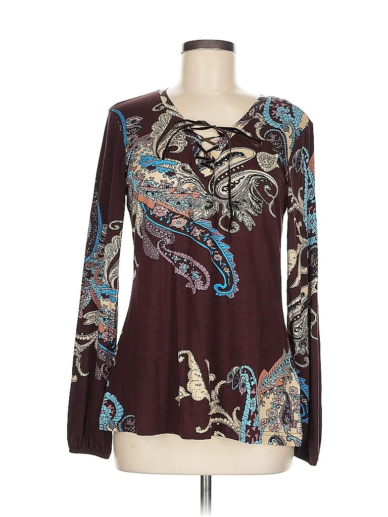 Venus Burgundy Long Sleeve Blouse Size M - photo 1