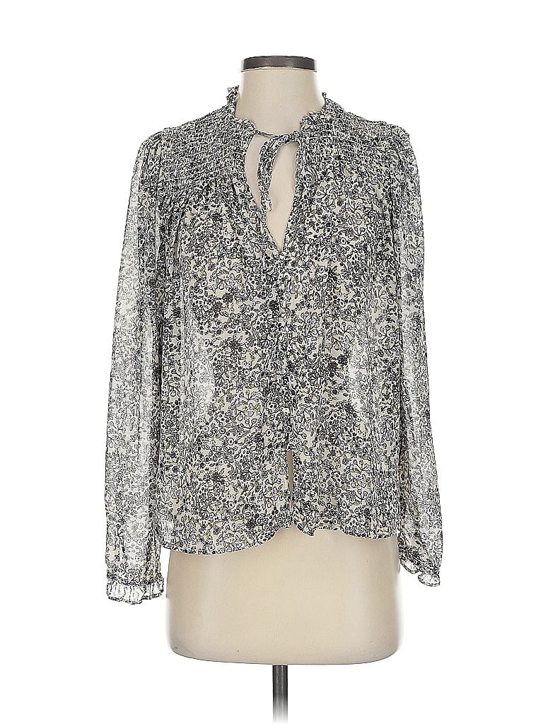 Pre-owned Free People Long Sleeve Blouse In Silver