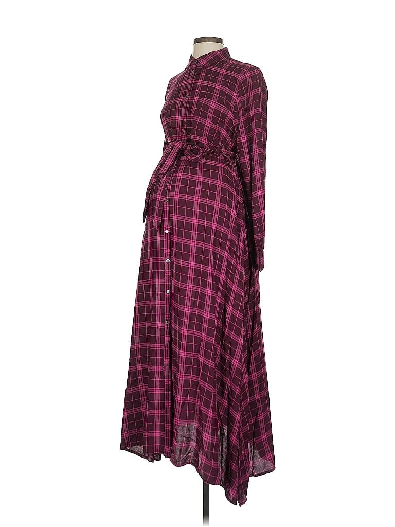 Hatch 100% Rayon Plaid Burgundy Casual Dress Size 0 - photo 1