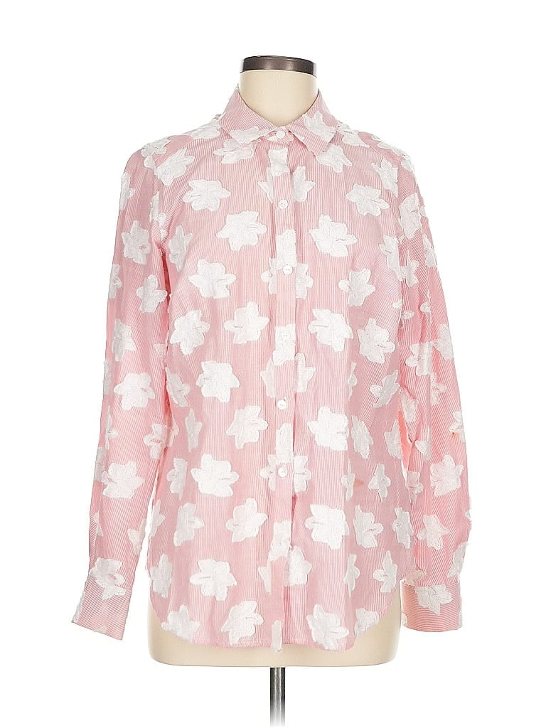Foxcroft Hearts Pink Long Sleeve Button-Down Shirt Size 8 - photo 1
