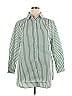 Roaman's Stripes Green Long Sleeve Button-Down Shirt Size 14 - photo 1