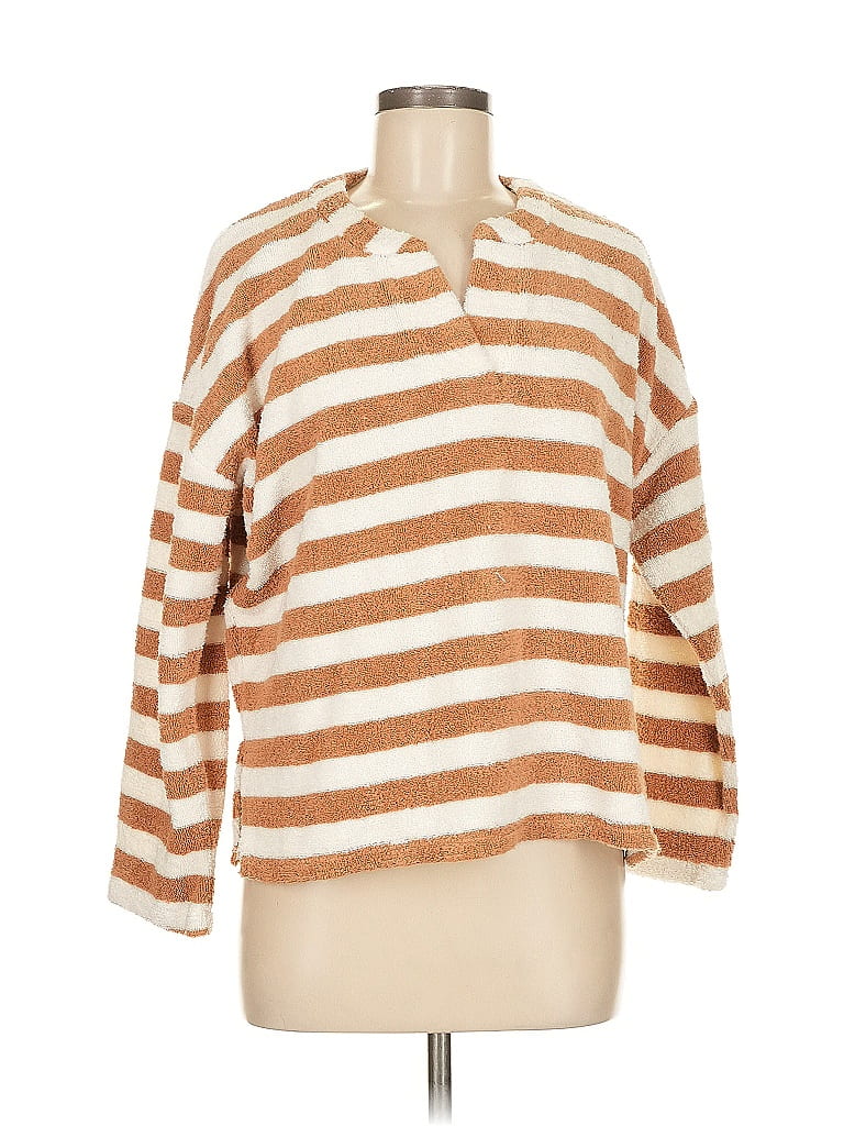 MWL by Madewell Stripes Brown Pullover Sweater Size M - photo 1