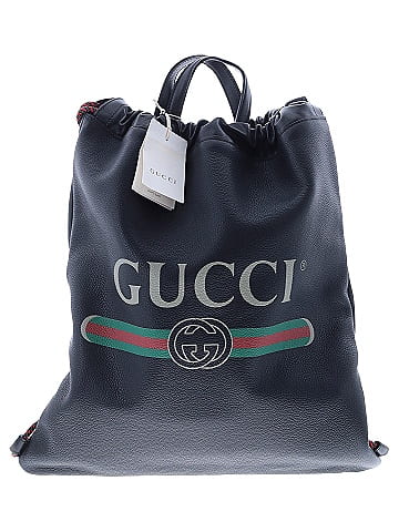 Gucci Calfskin Logo Drawstring Backpack Black (view 1)