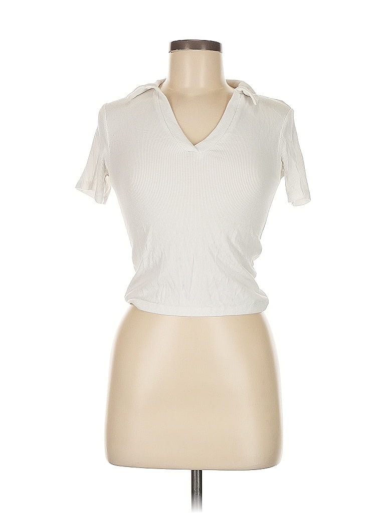 Stradivarius 100% Viscose Ivory Short Sleeve Turtleneck Size M - photo 1