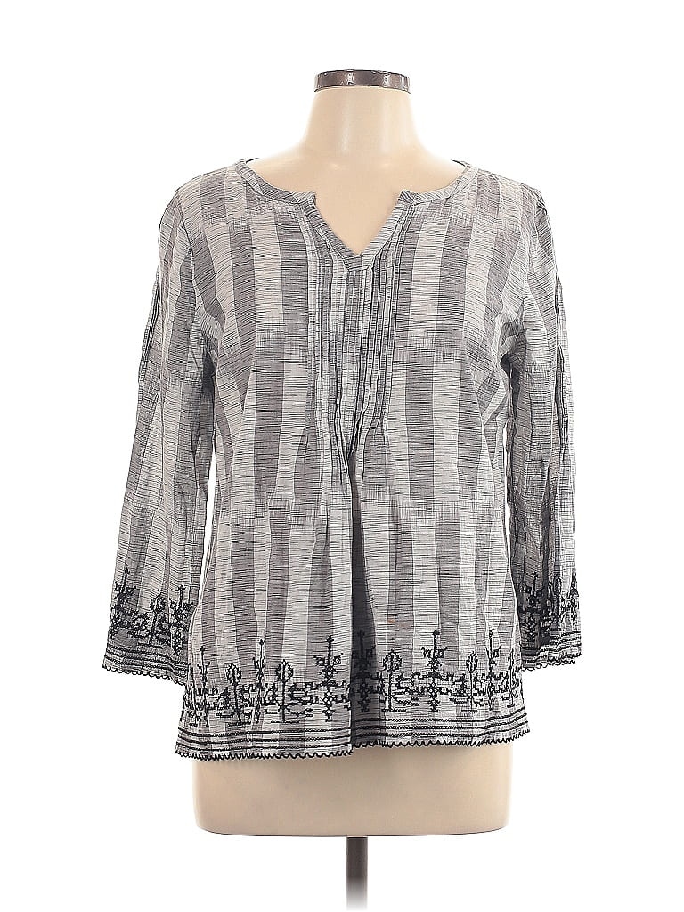 Pre-owned Lucky Brand 3/4 Sleeve Blouse In Gray
