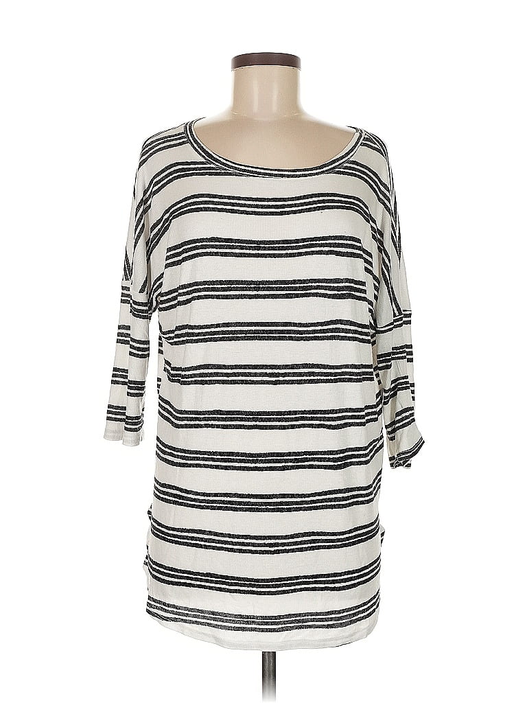 GINGER G Pre-owned 3/4 Sleeve Top Silver Boatneck Tops