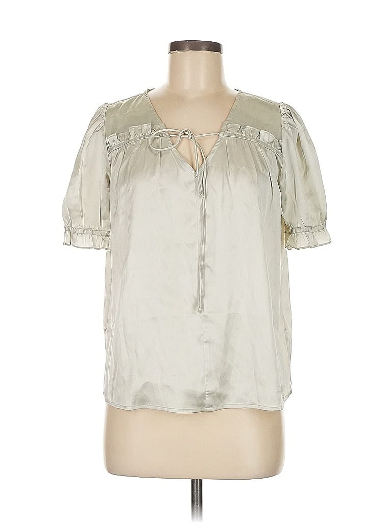 Natural Life 100% Polyester Silver Short Sleeve Blouse Size M - photo 1