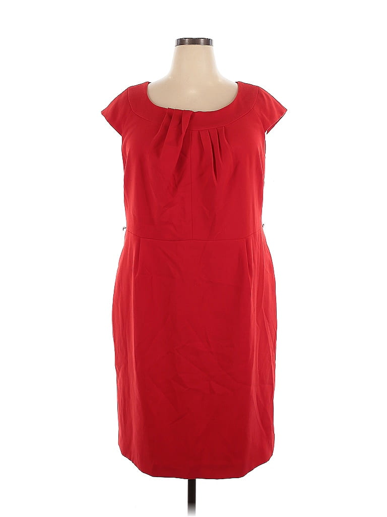 AK Anne Klein Solid Red Cocktail Dress Size 18 - photo 1