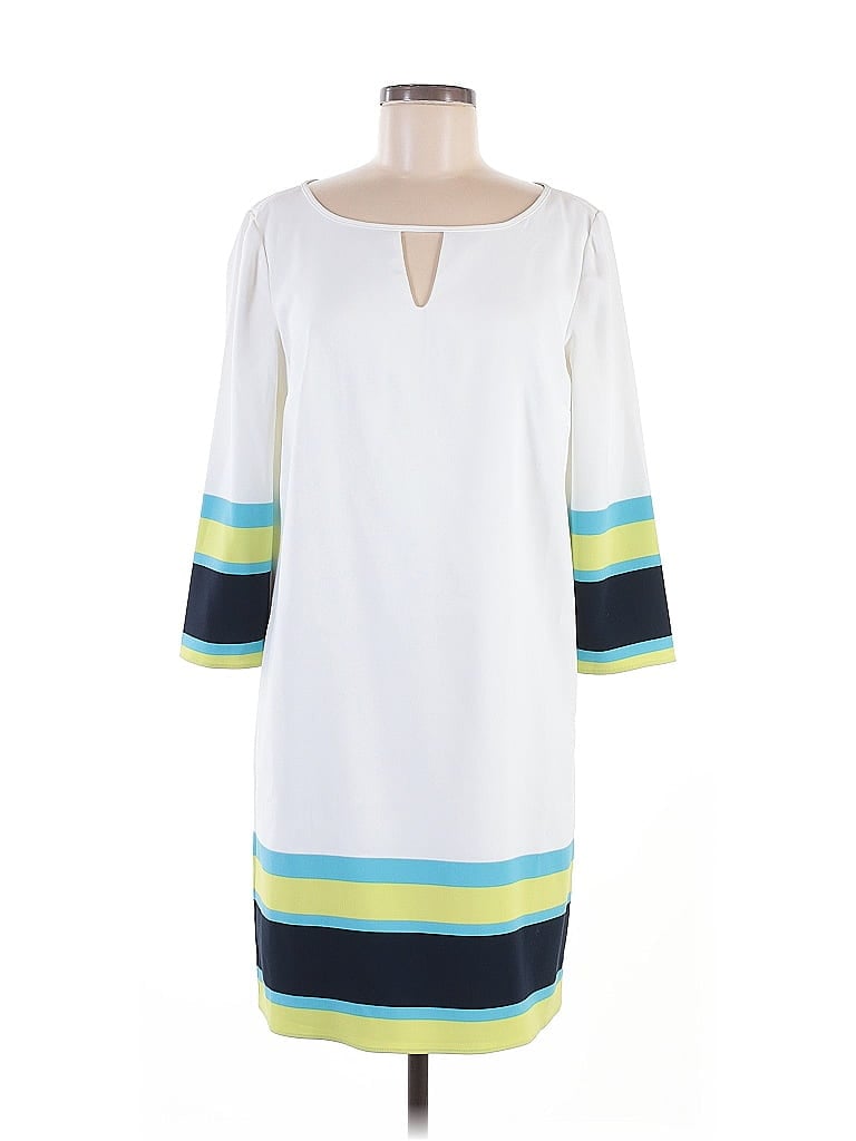 Ann Taylor Factory 100% Polyester Color Block White Casual Dress Size 8 - photo 1