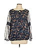 Roz & Ali 100% Polyester Blue Long Sleeve Blouse Size L - photo 1