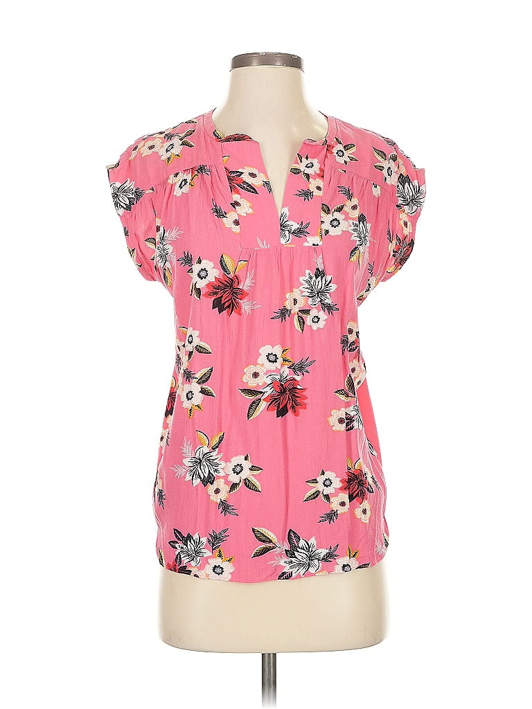 Pre-owned Ann Taylor Loft Short Sleeve Blouse In Pink