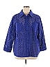 Susan Graver 100% Cotton Blue 3/4 Sleeve Button-Down Shirt Size 1X - photo 1