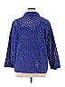 Susan Graver 100% Cotton Blue 3/4 Sleeve Button-Down Shirt Size 1X - photo 2