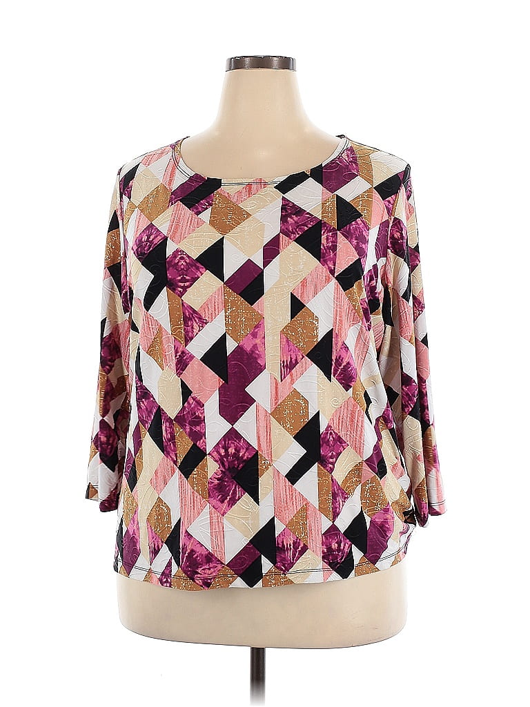 JM Collection Pink 3/4 Sleeve Blouse Size 2X - photo 1