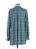 Susan Graver Plaid Teal Long Sleeve Blouse Size M - photo 2