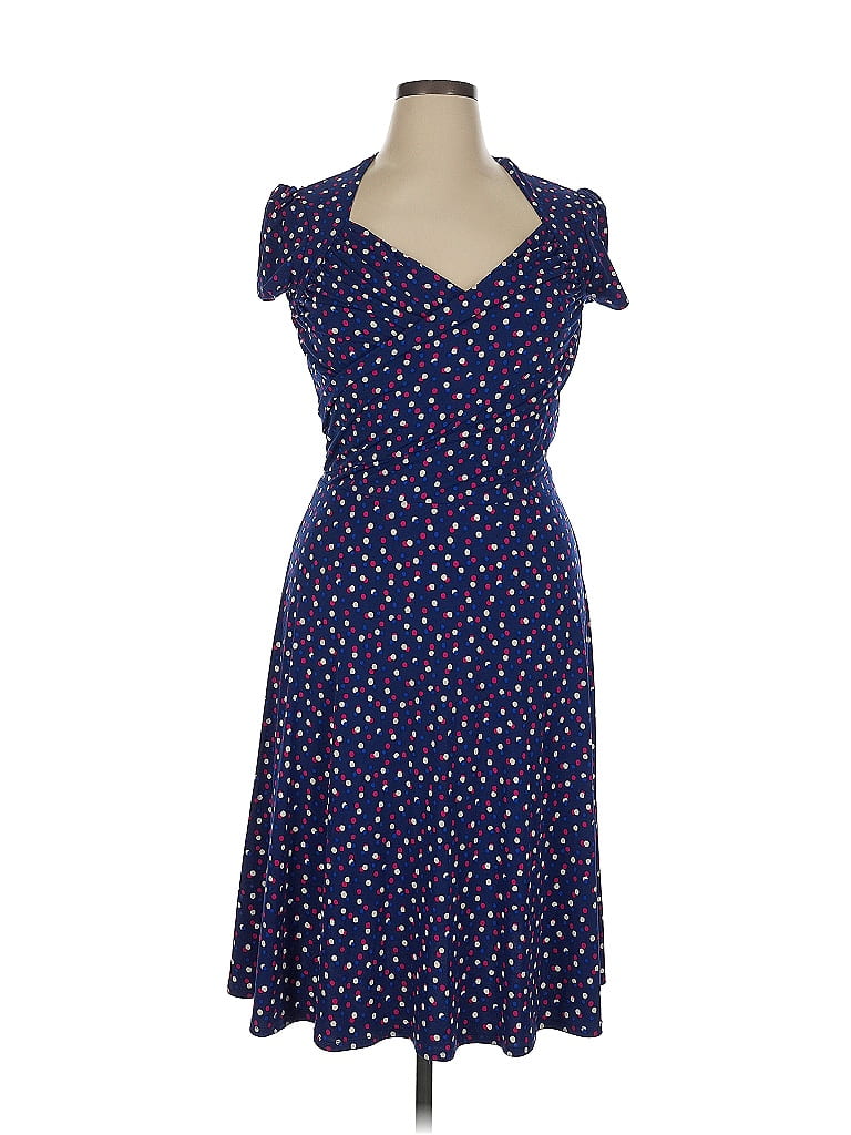 Leota Polka Dots Blue Casual Dress Size XL - photo 1