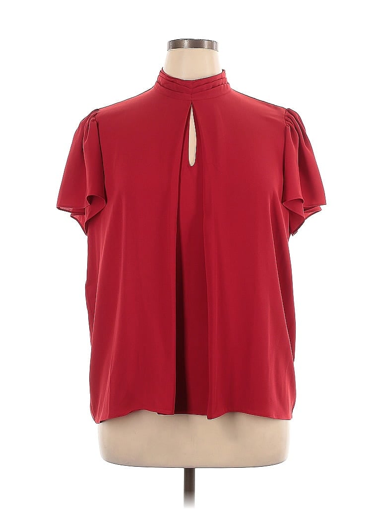 RACHEL Rachel Roy 100% Polyester Red Short Sleeve Blouse Size XL - photo 1