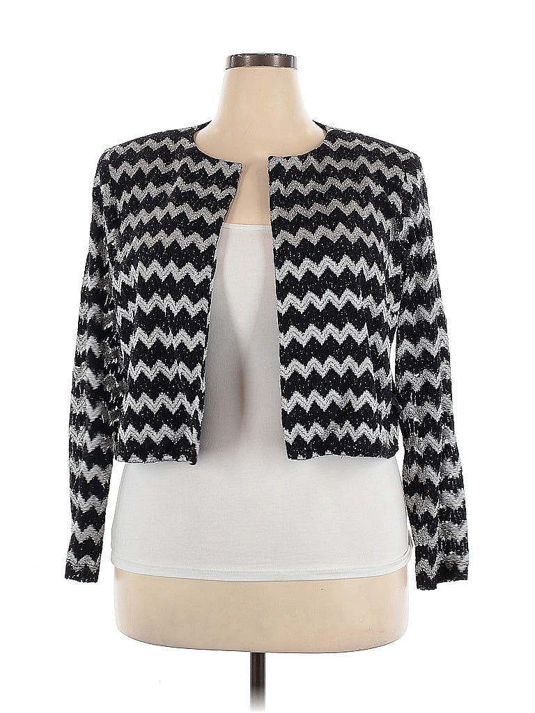 Jessica Howard Chevron-herringbone Black Jacket Size 22 - photo 1