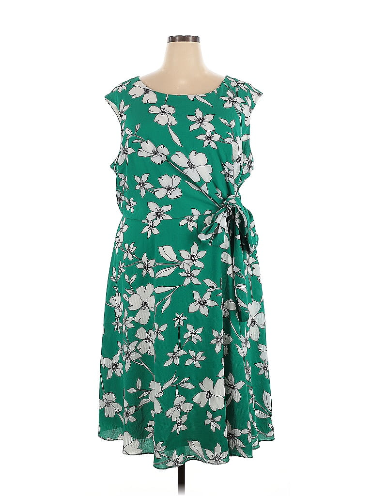 Jessica Howard 100% Polyester Tropical Green Casual Dress Size 22 - photo 1