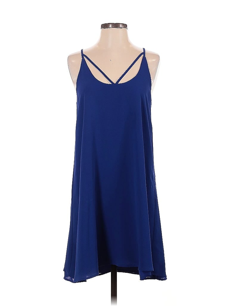WAYF Solid Blue Casual Dress Size XS - photo 1