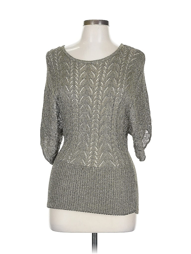 Pre-owned The Limited 3/4 Sleeve Top Gray Boatneck Tops