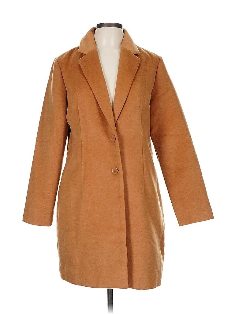 Boston Proper Tweed Solid Tan Coat Size M - photo 1