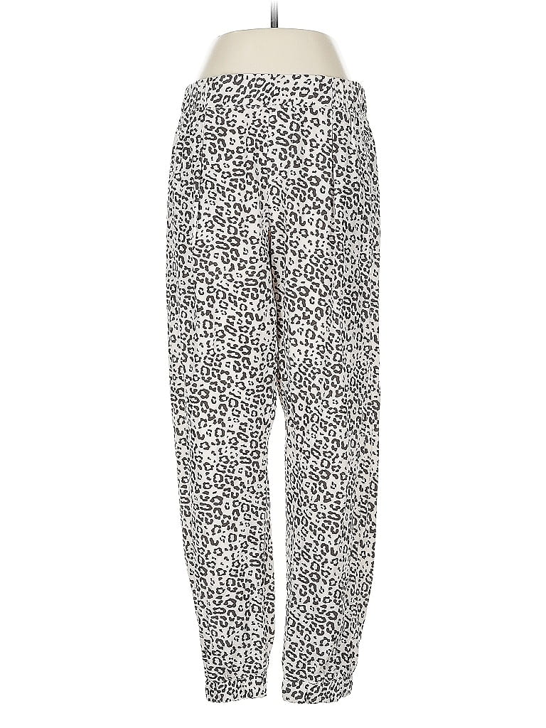 ATM 100% Silk Animal Print Silver Silk Pants Size M - photo 1